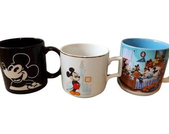 Tres tazas de Mickey Mouse de Walt Disney (ver descripción para más detalles)