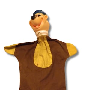 Marionnette à main vintage Yogi Bear - Rare pièce de collection Hanna-Barbera - Tête Mid-Century en caoutchouc