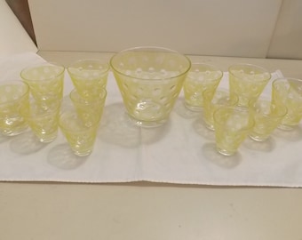 Mid Century Retro Barware Glass Set Bubble Striped Design  -See Description for Details {F-Top Shelf)