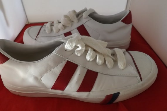 Leather Pro Keds White With Red Stripes Athletic Shoe… - Gem