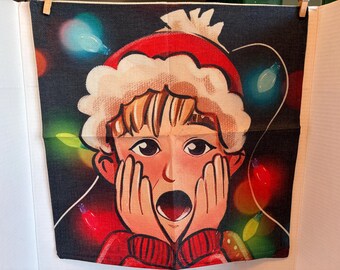 Home Alone Burlap Throw Pillow Cover - New no Tags - See Description for details