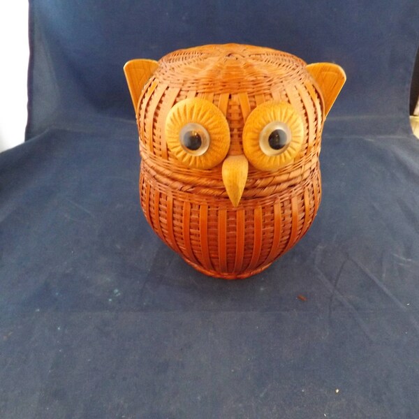 Unique Wicker Owl Basket Container