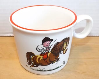 Thelwell Design Mug Cartoon Boy Riding Horse