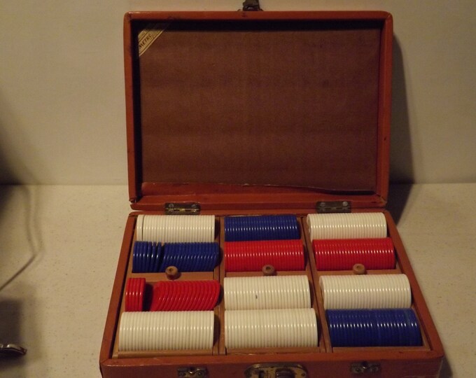 Vintage Leather Poker Chip Case With Wooden Chip Trays & Etsy