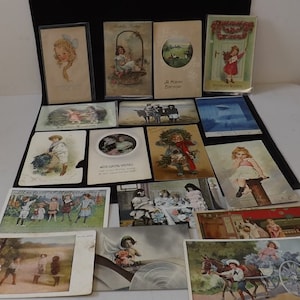 Lote de postales antiguas de niños y niñas (ver descripción para más detalles)