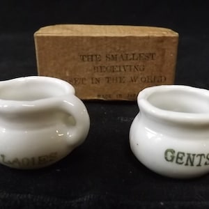 Unique Rare Miniature Chamber Receiving Pots in Original Box - see Description for Details