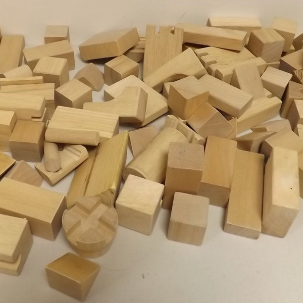 Lot of Wooden Building Construction Toy Blocks - See Description for Details {F Bottom Shelf}