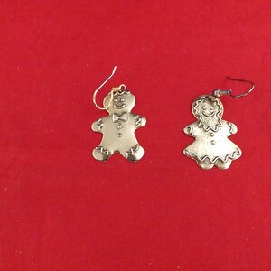 Metal Ginger Bread Man and Woman Earrings  -See Description for Details
