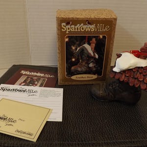 Sparrowsville Ornament Collection - Leather Nest - With Original Box
