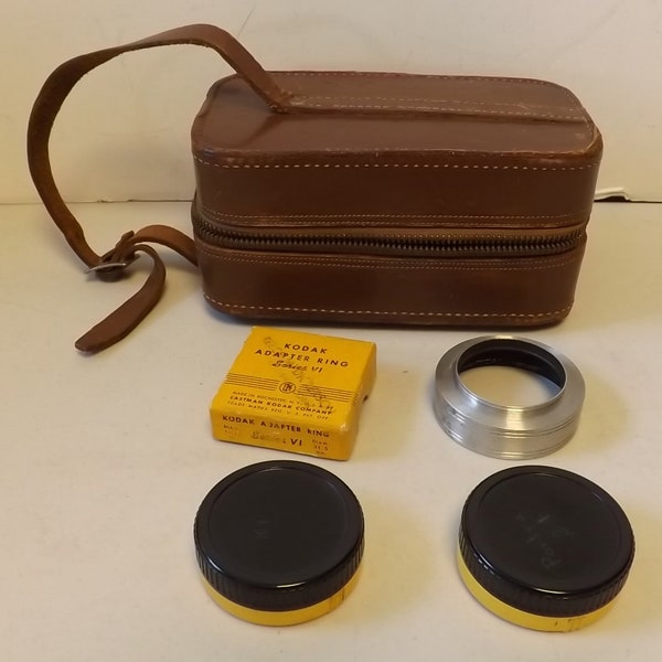 Six-20 Duplex Leather Camera Case and Kodak Lens Case Filter and Adapter Ring - See description for Details