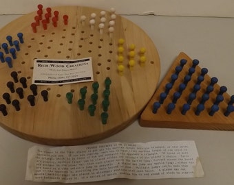 Two Wooden Board Games, Chinese Checkers and Triangle solitaire - see Description for Details