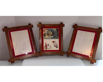 Vintage Rustic Wood Picture Frame Set of 3 - Burlington Glass Inc Craftsman