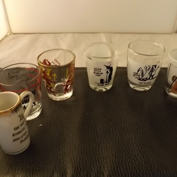 Lot of Six Funny Unique Shot Glasses  -See Description for Details