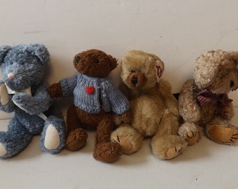 Lot of Four Small Plush Bears - See Description for Details