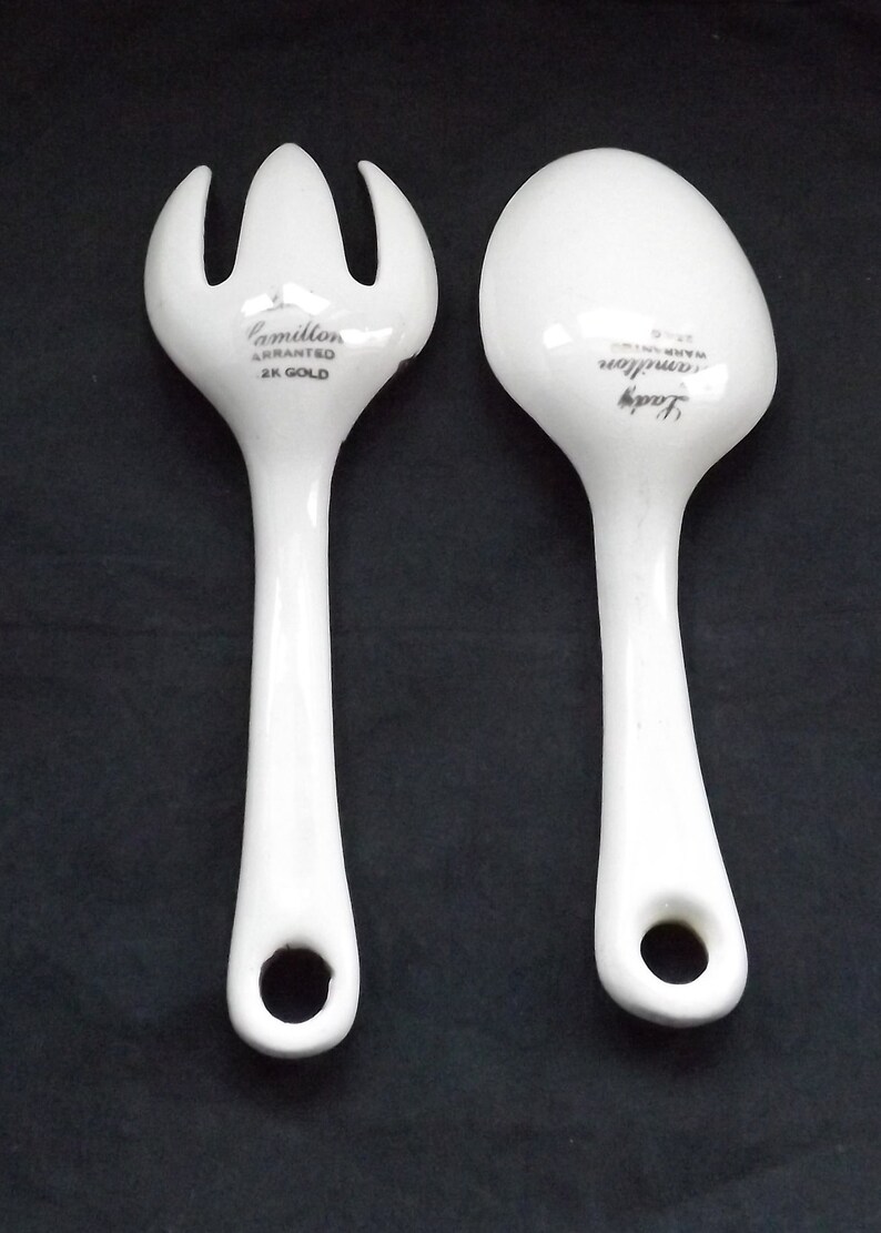 Lady Hamilton 22K Gold Decorative Spoon and Fork Salad Set