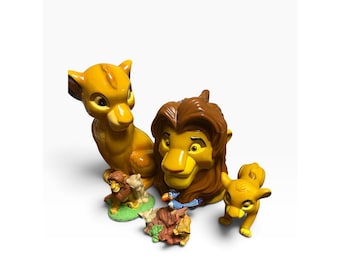 Vintage 90s Disney Lion King Lot Simba Coin Bank Mufasa Mug Resin Figurines