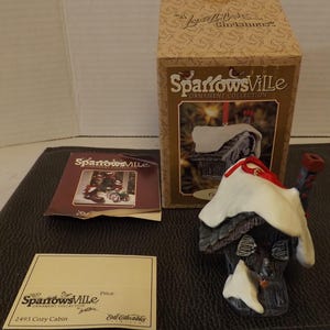 Sparrowsville Ornament Collection - Cozy Cabin - With Original Box