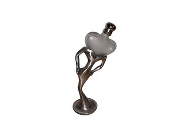 Vintage Art Deco Zinn Lady Parfüm Flaschenhalter