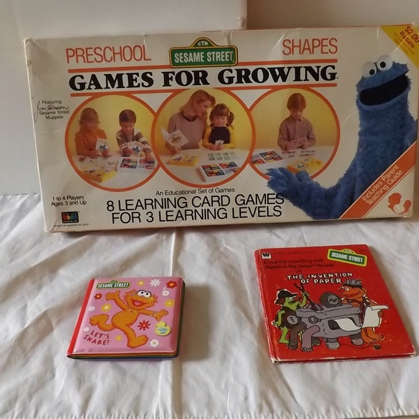 Lot of Sesame Street Game and Books  -See Description for Details