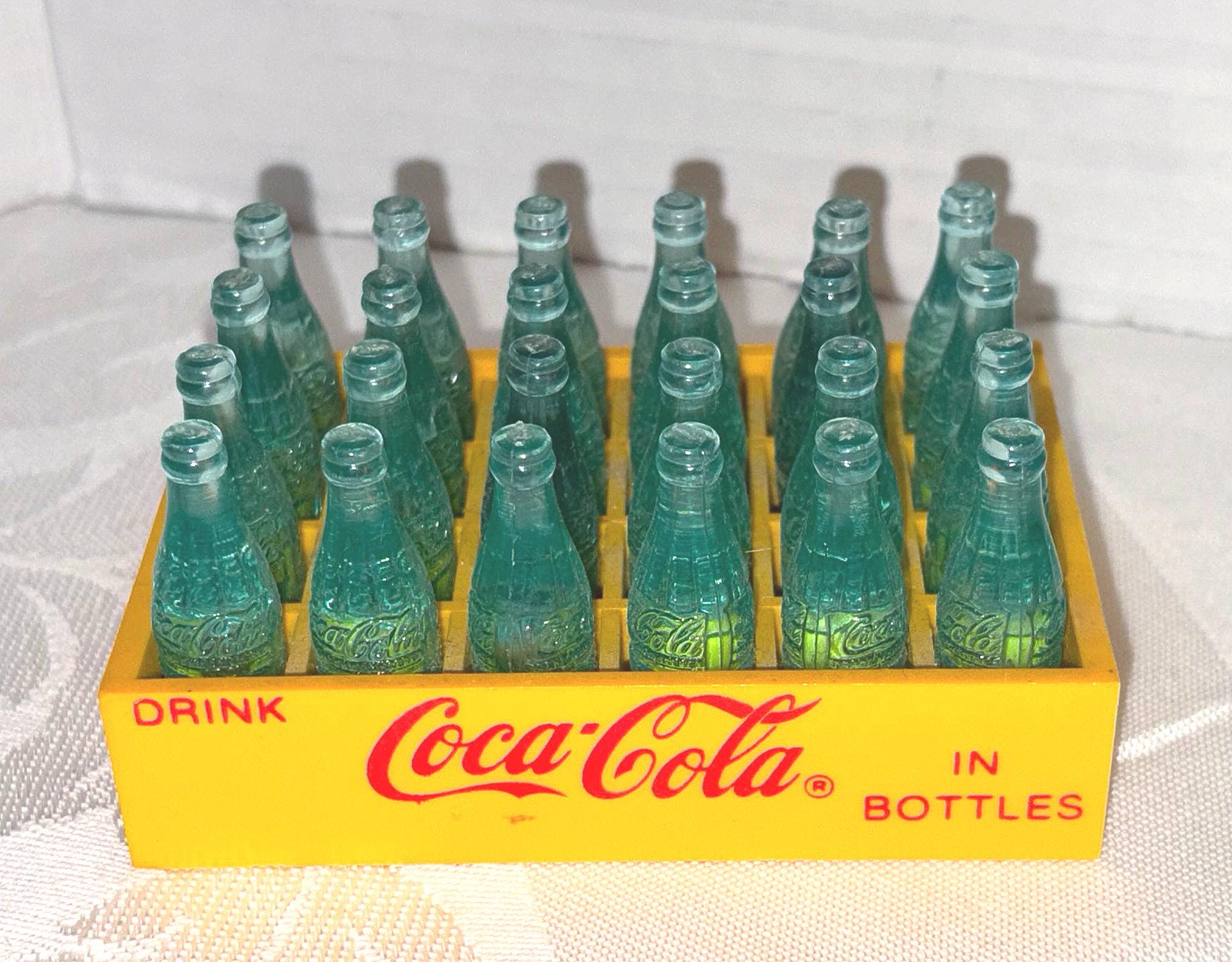 Vintage 1993 Coca-cola Miniature Bottle Crate - 24 Tiny Glass