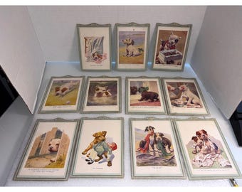 Vintage 1920s Robert L. Dickey Comic Dog Art Prints Set of 11 | Humorous Canine