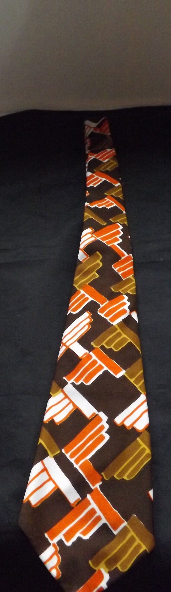 Fun Retro Mid Century Modern Orange Brown Neck Ti… - image 2