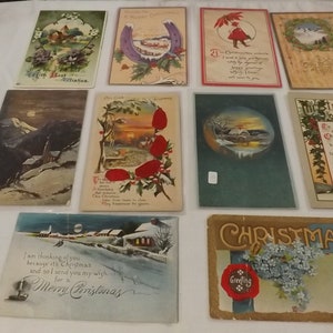 Lot of 10 Antique Christmas Postcards  -See Description for Details
