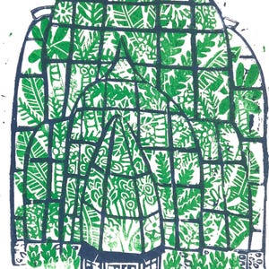 Conservatory, a linocut print by Greg Cook