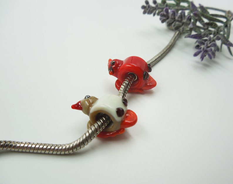 Northern cardinal Pandora bead bird Red glass charms Etsy