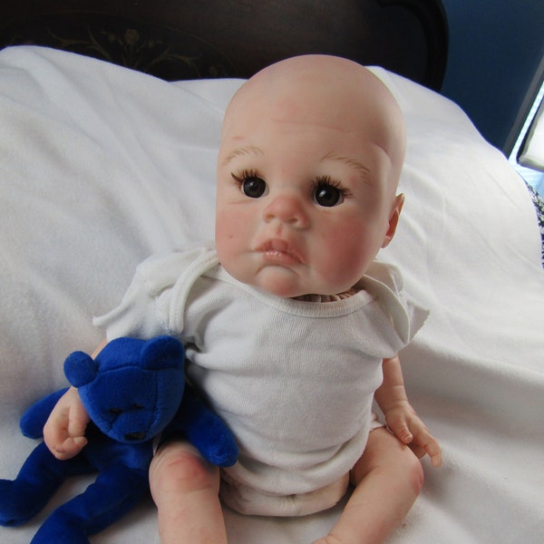 Reborn Baby Boy, 5 lbs, 20", Big Brown Eyes, Realistic, Bald, Mottled, Babies4U Nursery