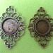 18mm Pendant Tray, Filigree Pendant Blanks, Filigree Cameo Settings 18mm, Connector Charm - 50 pcs Antique siver and bronze mix and match