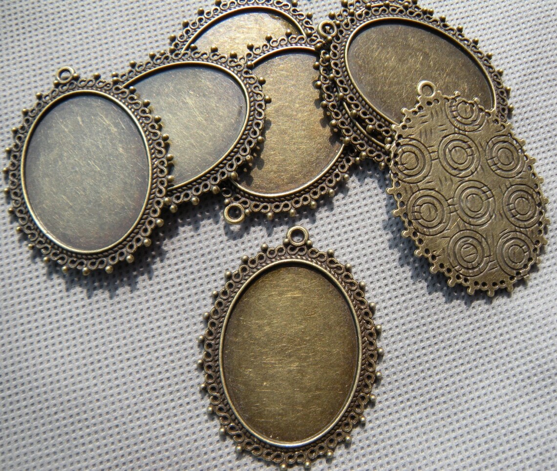 Large Oval Pendant Trays30x40mm Oval Pendant Blanks Antique Etsy