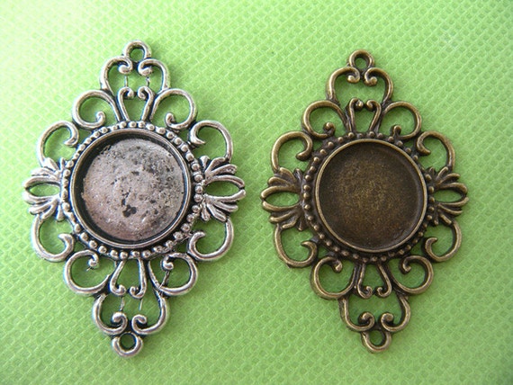 2 x espacios en blanco de bronce Pulseras Brazalete Cabujón Configuración de resina Bandejas De Joyas