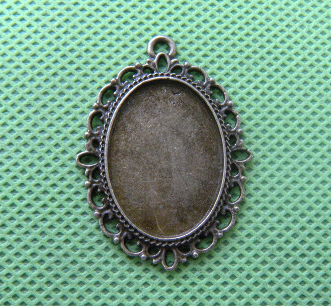 Large Oval Pendant Trays30x40mm Oval Pendant Blanks Antique Etsy