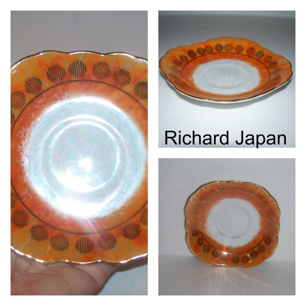 Vintage " Richard " Orange White & Gold Mod Little Dipping Sauce Plate made in JAPAN / Servingware / Dinnerware / Butter Dish