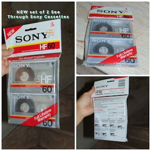 Vintage Rare New Old Stock Factory Sealed Set of 2 Sony HF 60 See Through Music or Speech Cassettes / New Yet Never Used!