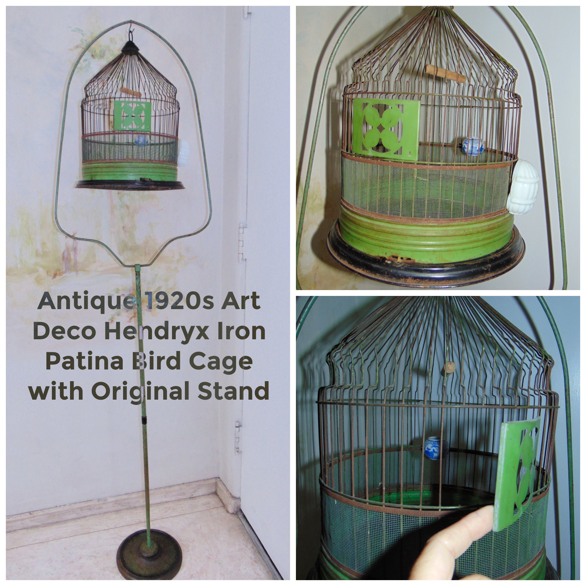 Hendryx Brass Bird Cage and Floor Stand With Feeders and Swing -  Israel