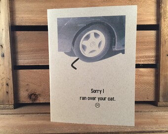 Greeting card: Sorry I ran over your cat