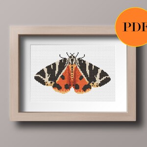 Jersey Tiger Moth PDF Cross Stitch Pattern, Instant Download, Contemporary Modern Design, Printable