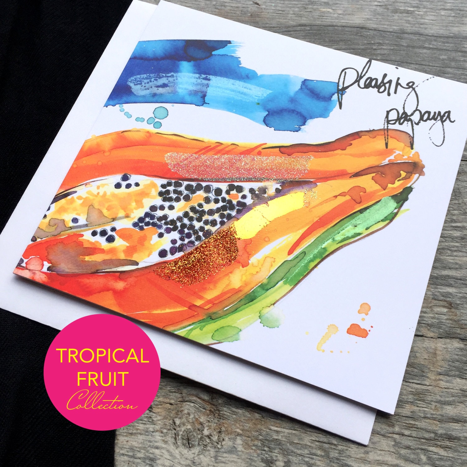 Papaya Art Card Tropical Fruit Collection greeting Card Etsy