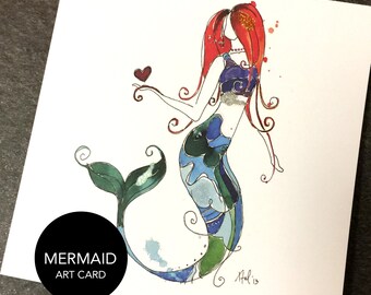 Arte de la sirena tarjeta (tarjeta de felicitación)