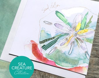 Tarjeta del arte Sanddollar - colección de criaturas de mar