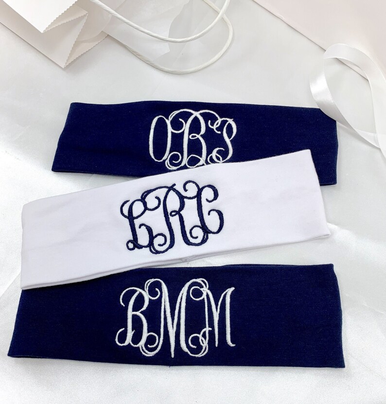 Monogrammed Headband Personalized Headband Bridesmaid Etsy