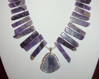 Purple Amethyst Druzy Necklace