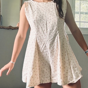 Upcycled vintage fabric hollyhock romper