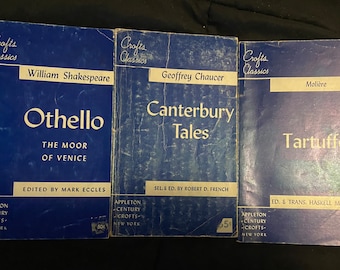 Set of 3 Croft Classics Novels Othello The Moor Of Venice by William Shakespeare, Tartuffe by Moliere & Canterbury Tales by Geoffrey Chaucer