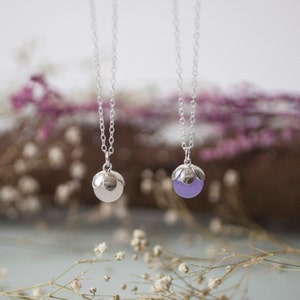 Silver Flowerball Birthstone Pendant - Wedding Jewellery - Bridesmaid Gift - Floral Jewellery - Cherry Blossom