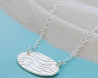 Silver Ripple Lozenge Necklace