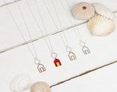 Beach Hut Pendant - Seaside Necklace - Nautical Wedding - Bridesmaid gift - Silver - Gold - Rose Gold - Birthday Gift for Her