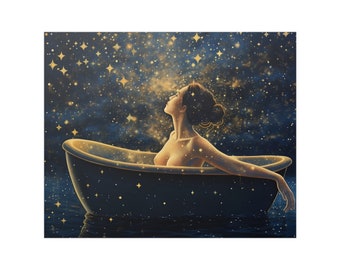 Woman in Stars Bathtub Art Print